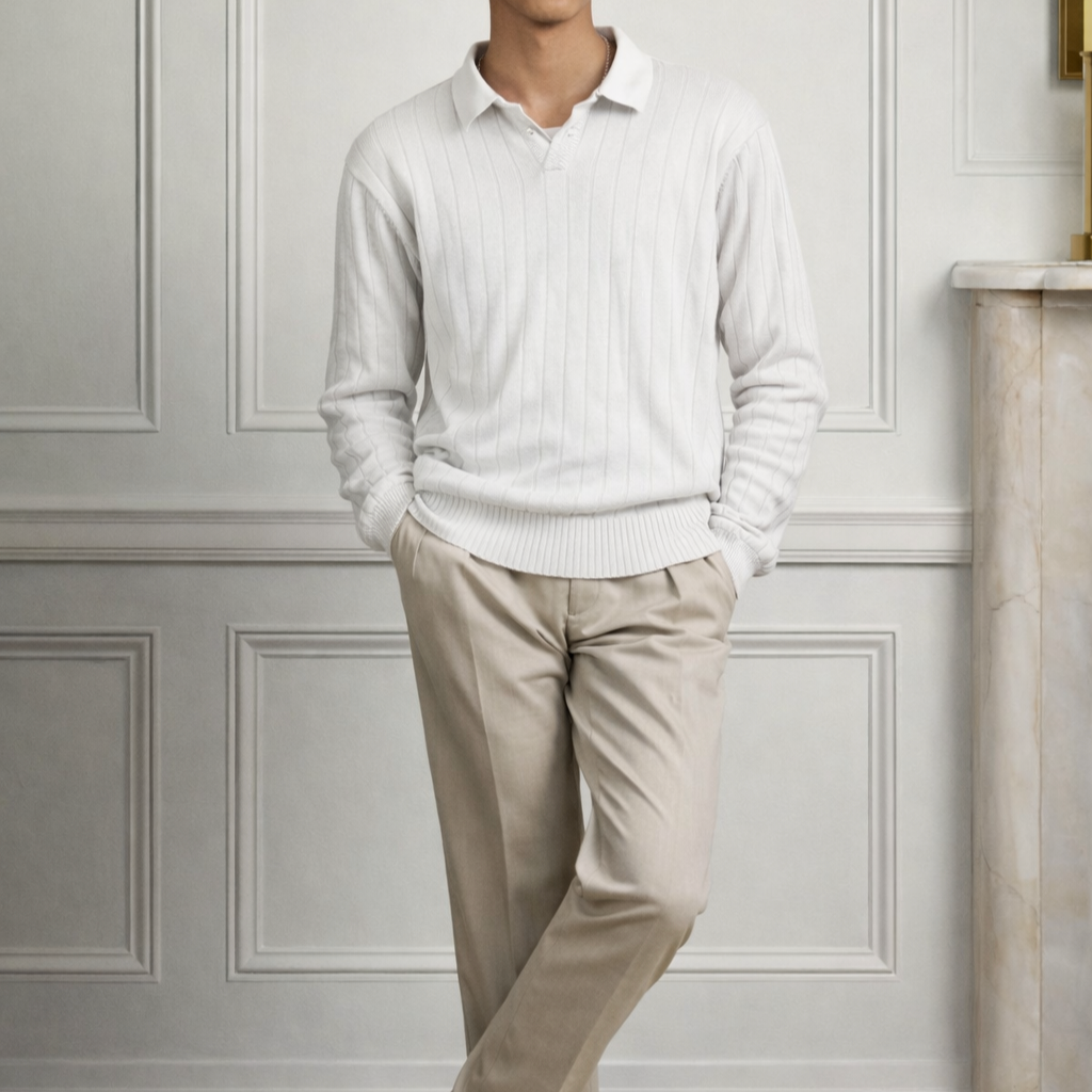 The Ascot Ribbed Long-Sleeve