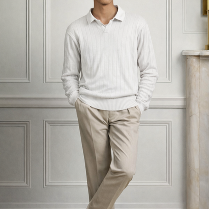 The Ascot Ribbed Long-Sleeve