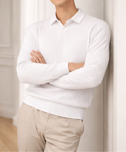 The Ascot Ribbed Long-Sleeve