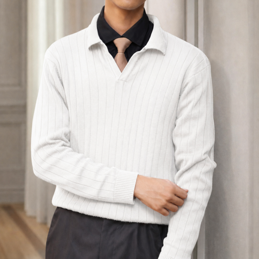 The Ascot Ribbed Long-Sleeve