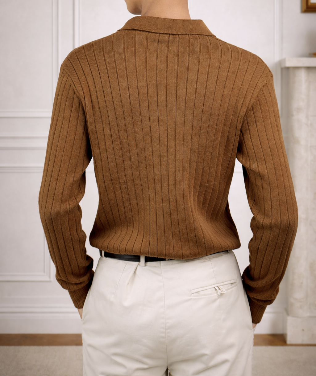 The Ascot Ribbed Long-Sleeve