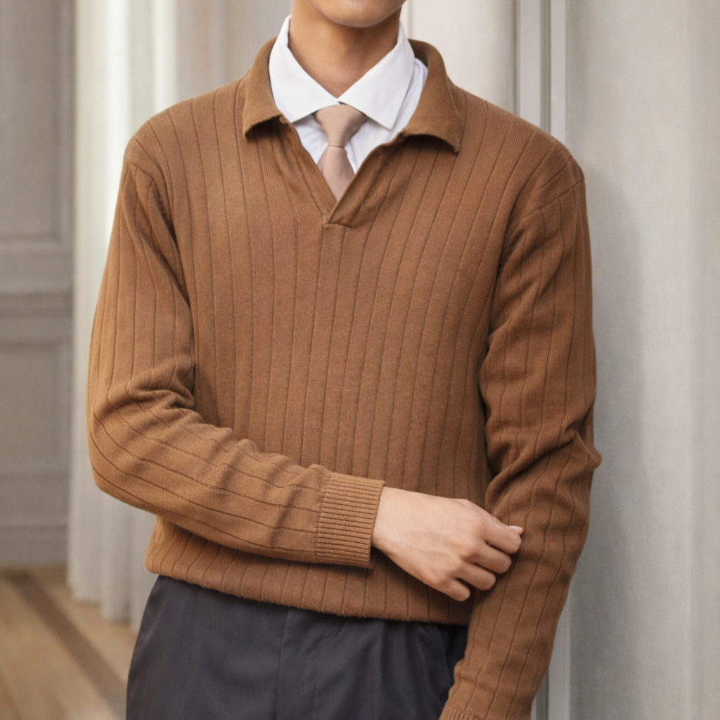 The Ascot Ribbed Long-Sleeve