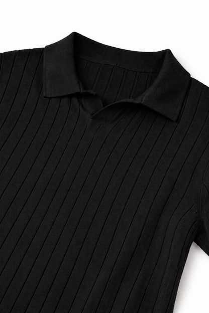The Ascot Ribbed Long-Sleeve
