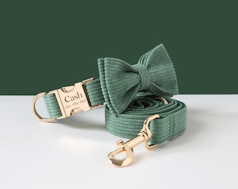 PAWLIQUETM VelvetGold Collar & Leash Set